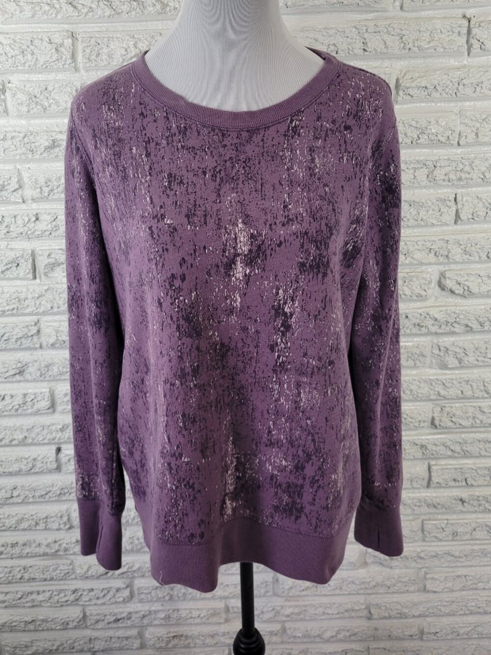 Tek Gear Crewneck Sweatshirt XL Purple Marled Thumb Holes Pullover SWE191E